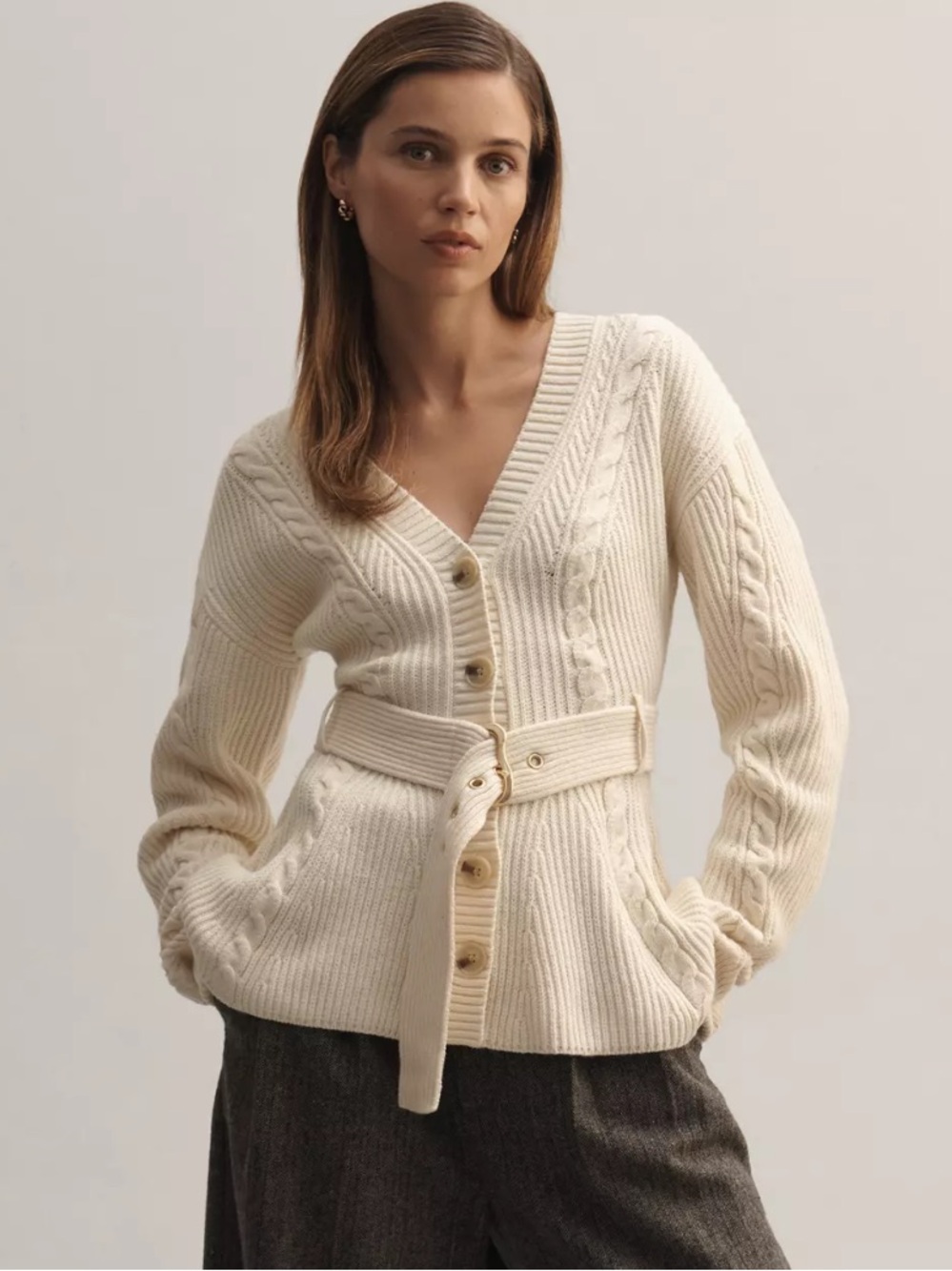 Maeve Belted Cable Cardigan Sweater Size 1X